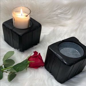 WOOD 🪵 CANDLE HOLDERS SET OF 2  🕯